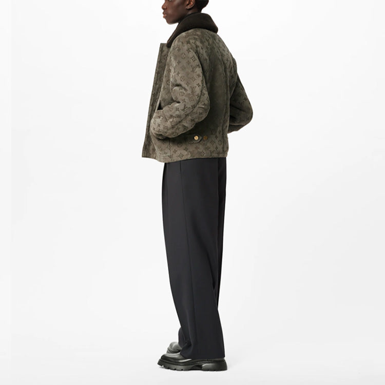 LOUIS VUITTON Leather Jacket Men's Brown
