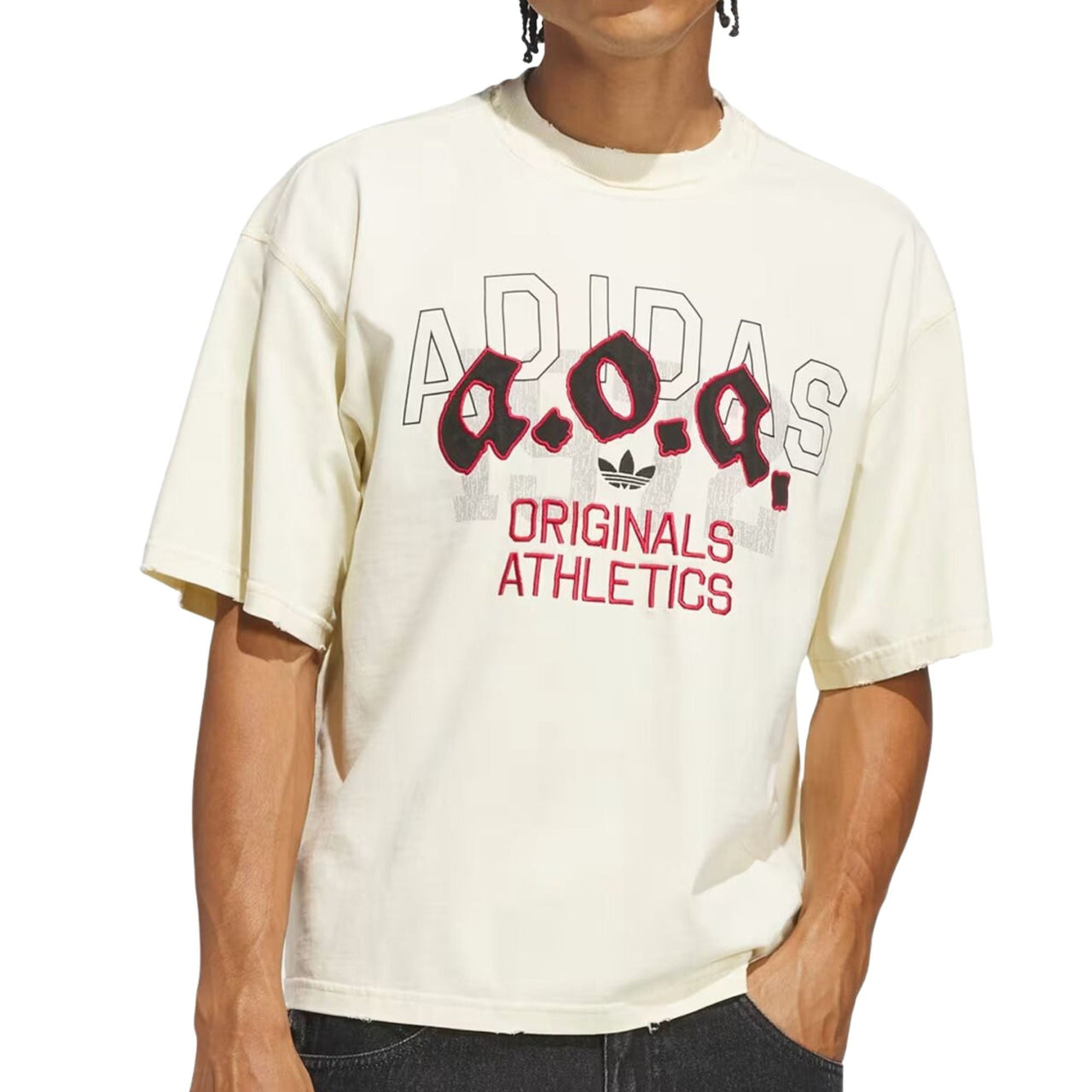 adidas AOA Graphic T-Shirt Asia Sizing 'Warm Vanilla' KT7864