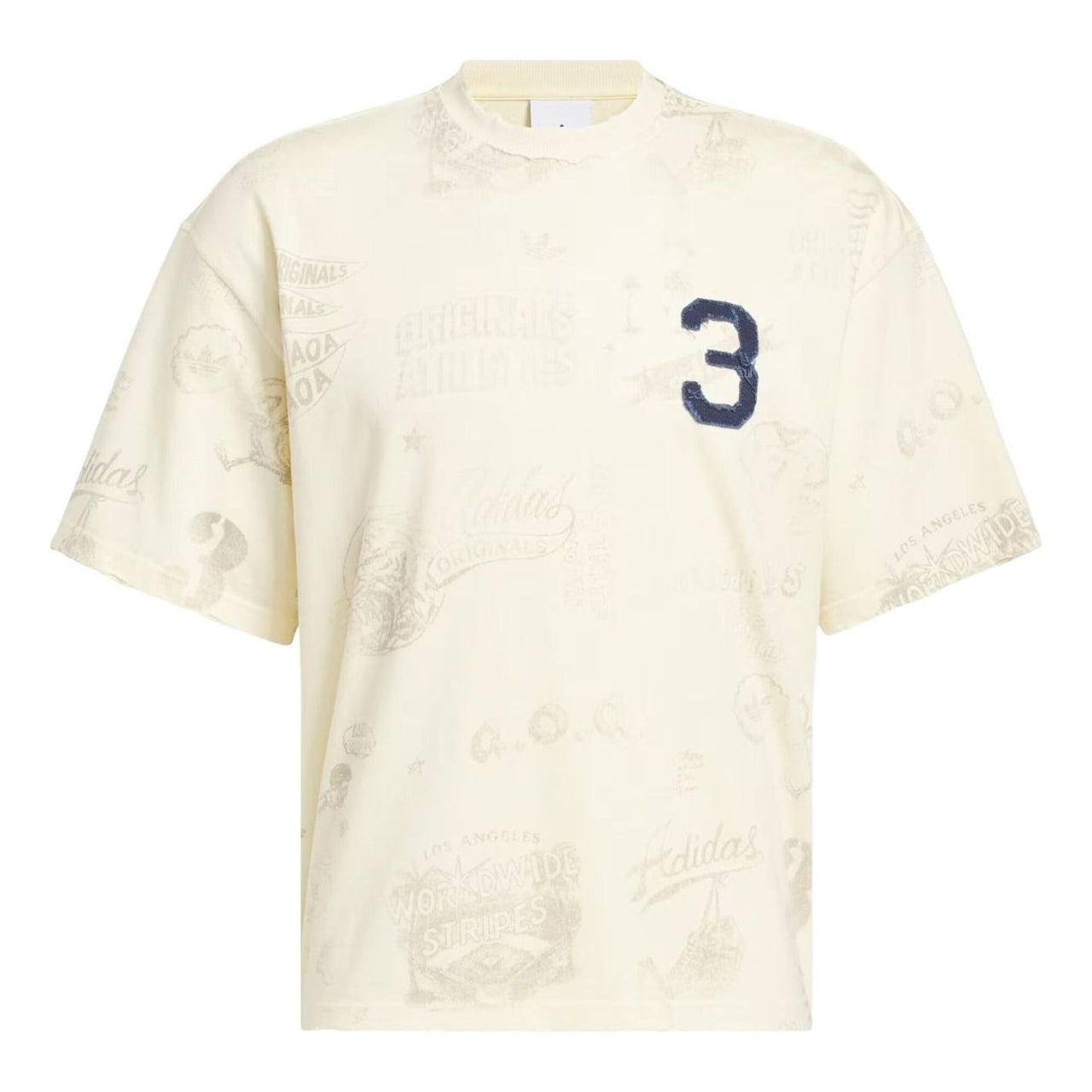 adidas Varsity Graphic T-Shirt Asia Sizing 'Warm Vanilla' KU0574