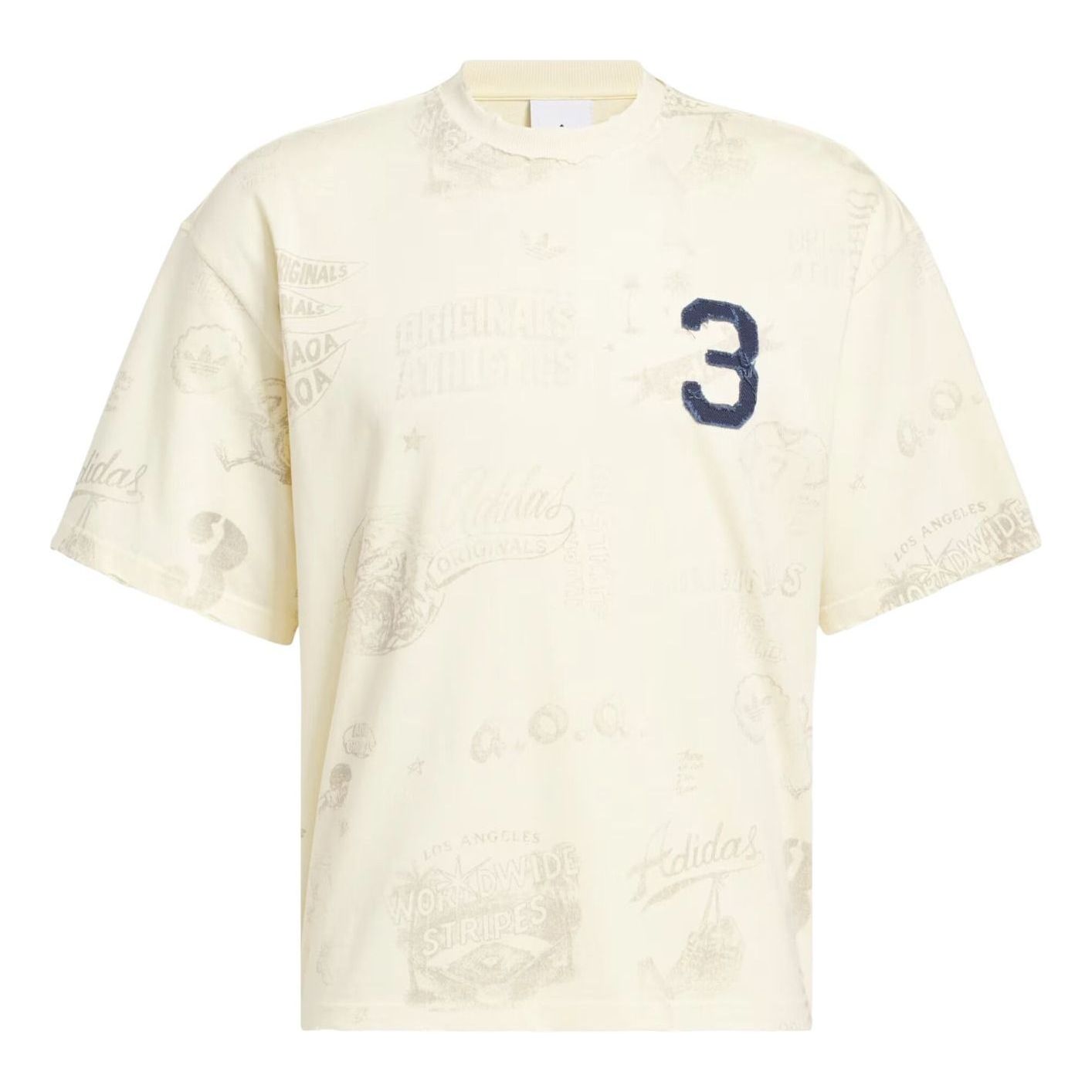 adidas Varsity Graphic T-Shirt Asia Sizing 'Warm Vanilla' KU0574