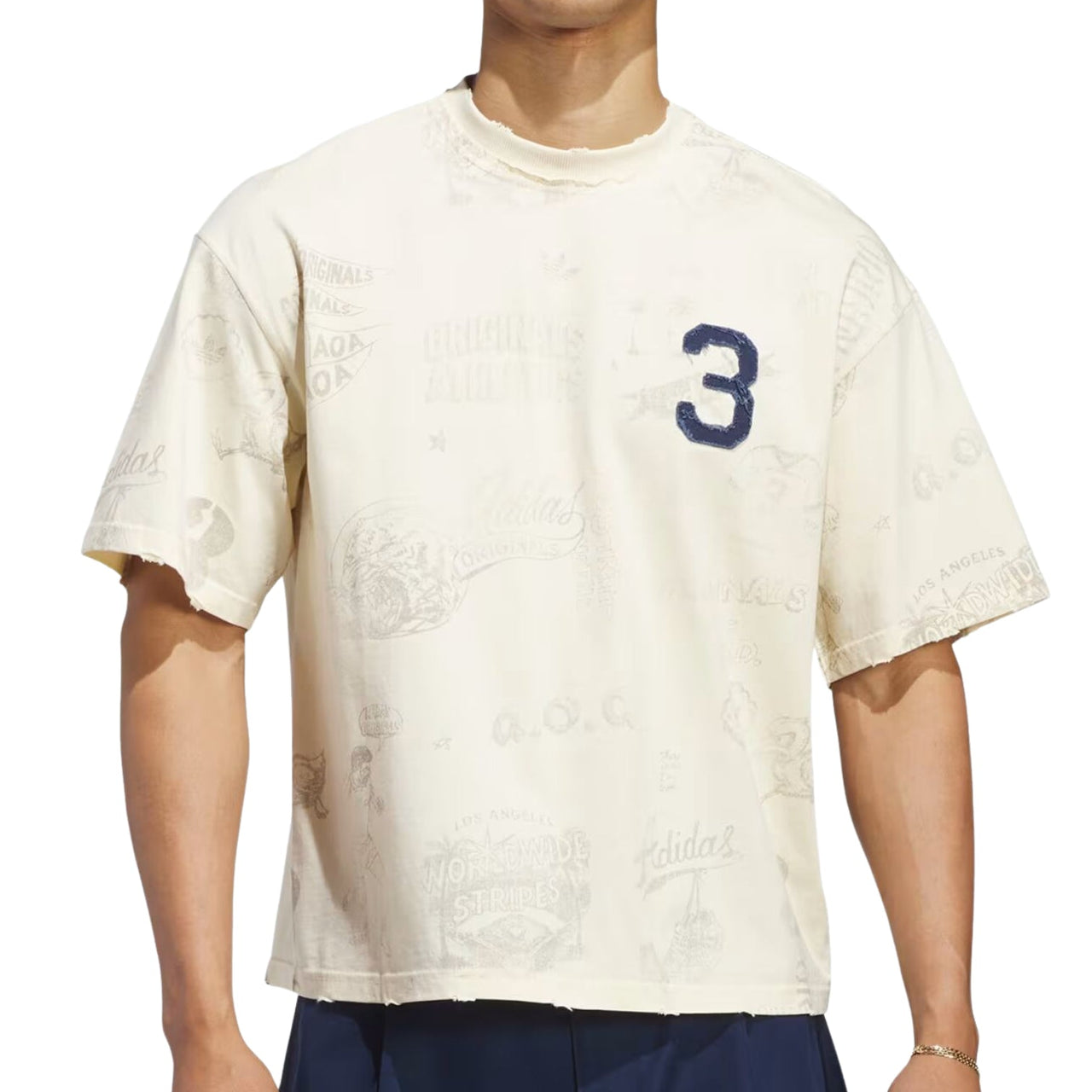 adidas Varsity Graphic T-Shirt Asia Sizing 'Warm Vanilla' KU0574