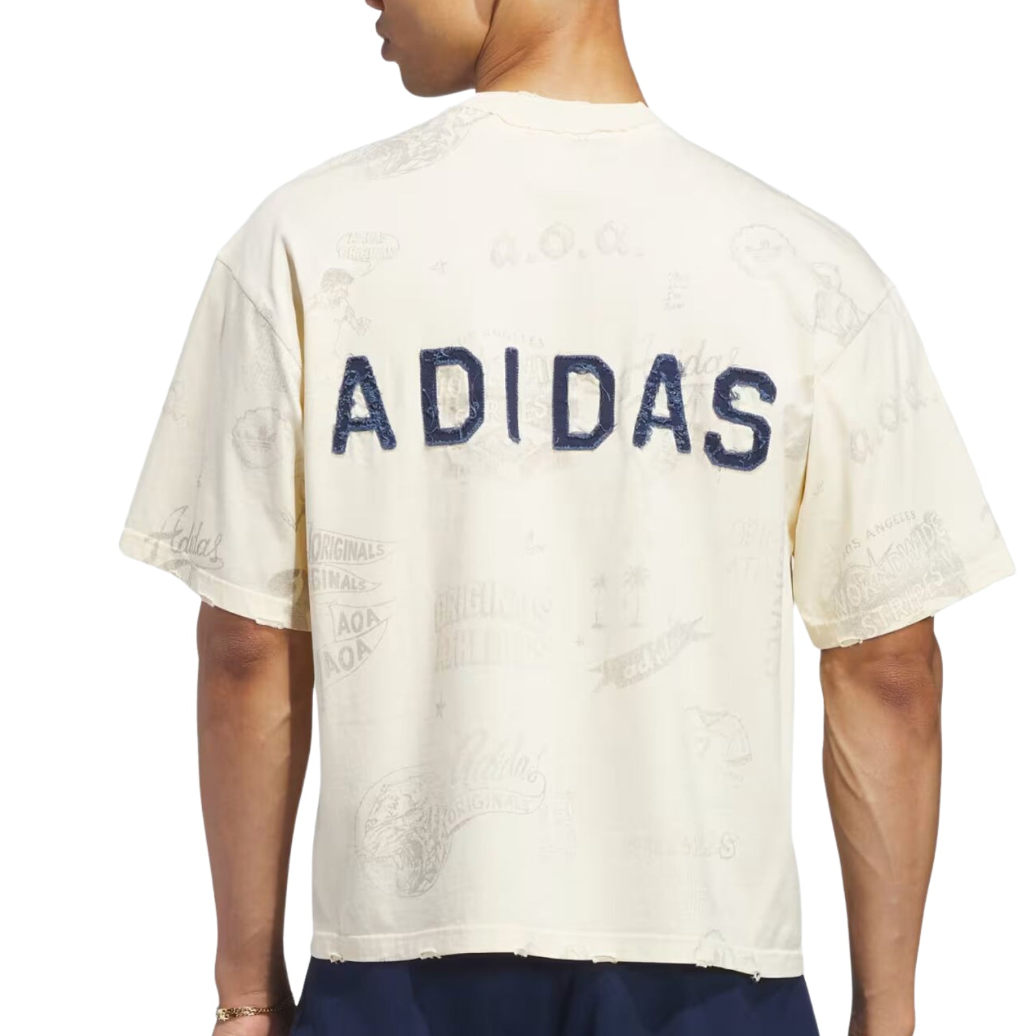 adidas Varsity Graphic T-Shirt Asia Sizing 'Warm Vanilla' KU0574