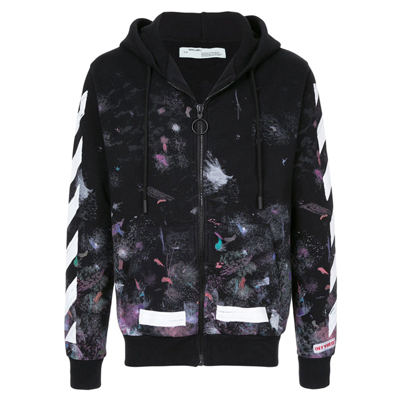 Off-White Diag Galaxy Brush Zip Hoody 'Black White Multicolor' OWKC003-9901-BK