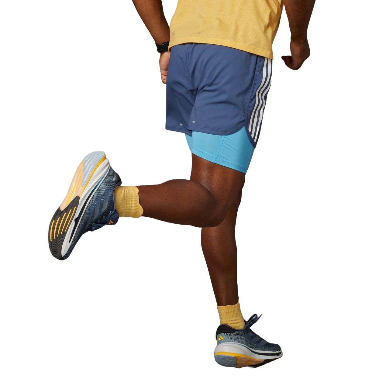 adidas Own The Run 3-Stripes 2-in-1 Shorts Asia Sizing 'Blue' IK4980
