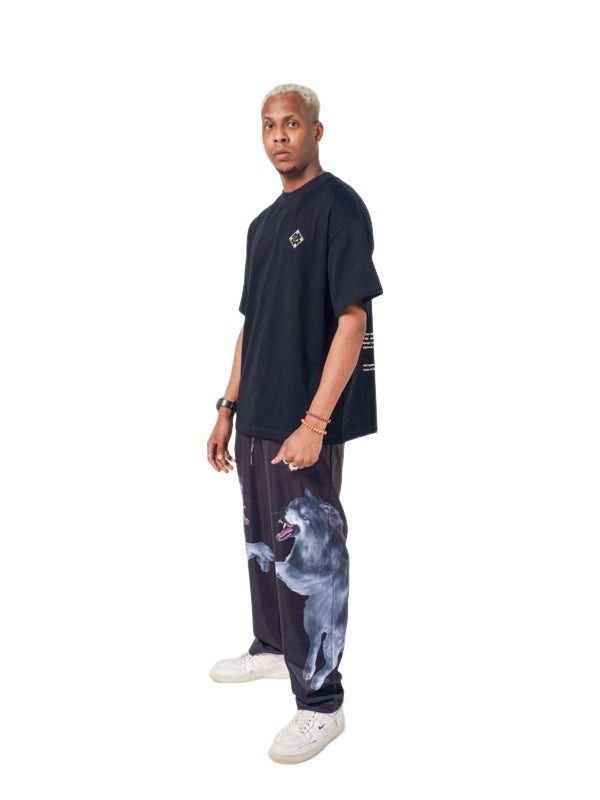 House of Cenmar Pants with Wolf Artwork Print 'Black' HOC-TWB