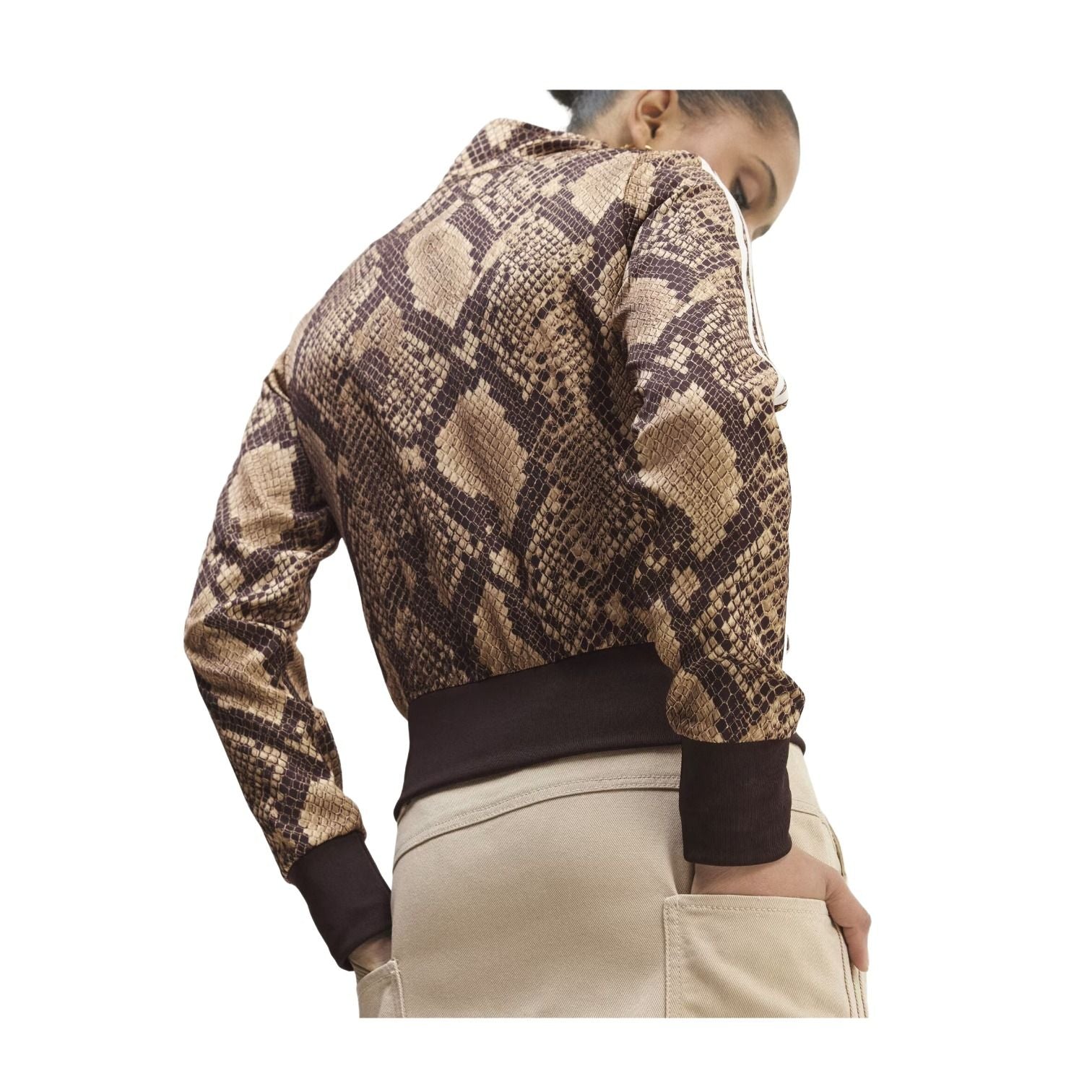 (WMNS) adidas Satin Snake Print Firebird Track Jacket Asia Sizing 'Linen Magic Beige' KX1885