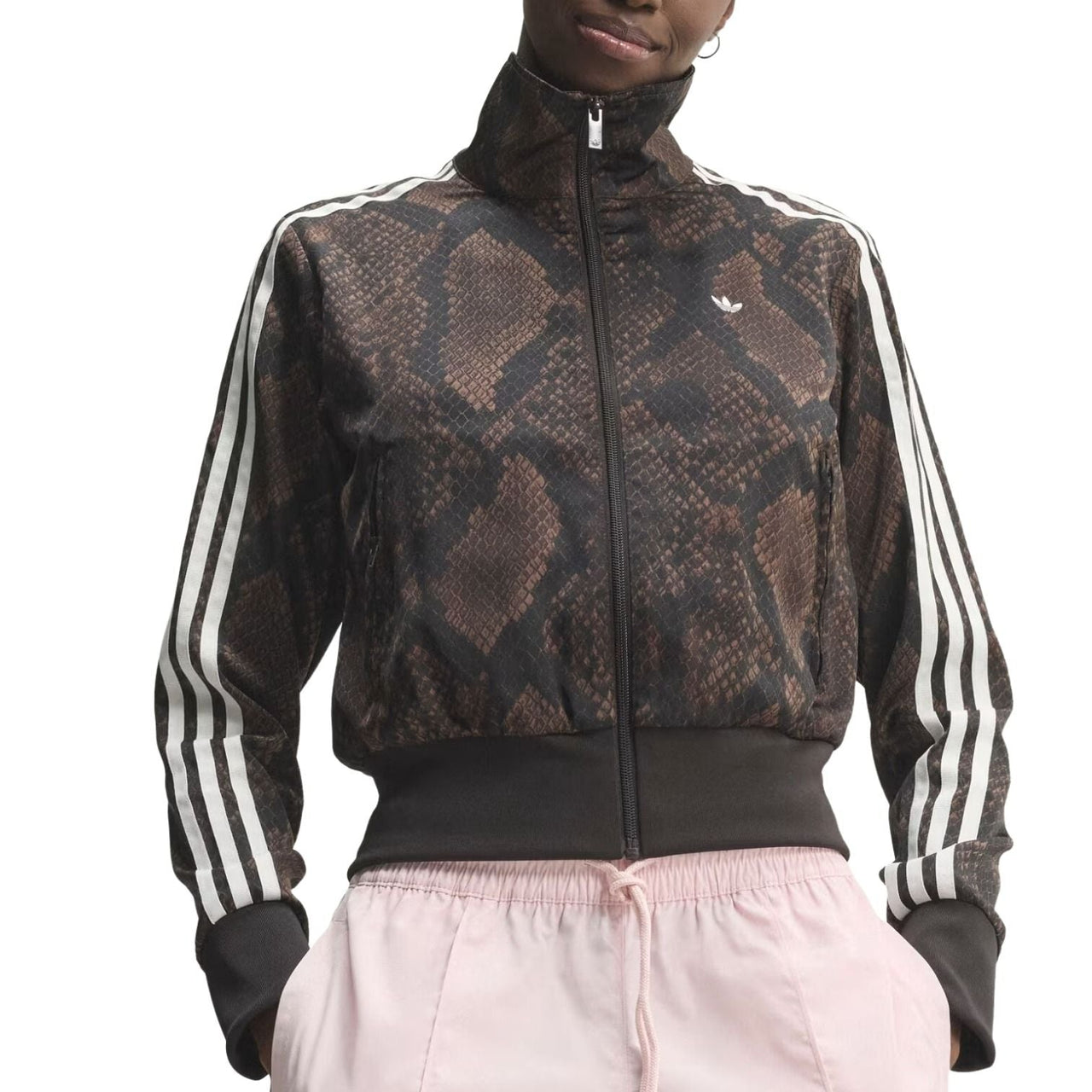 (WMNS) adidas Satin Snake Print Firebird Track Jacket Asia Sizing 'Earth Strata Aurora Coffee' KX1884
