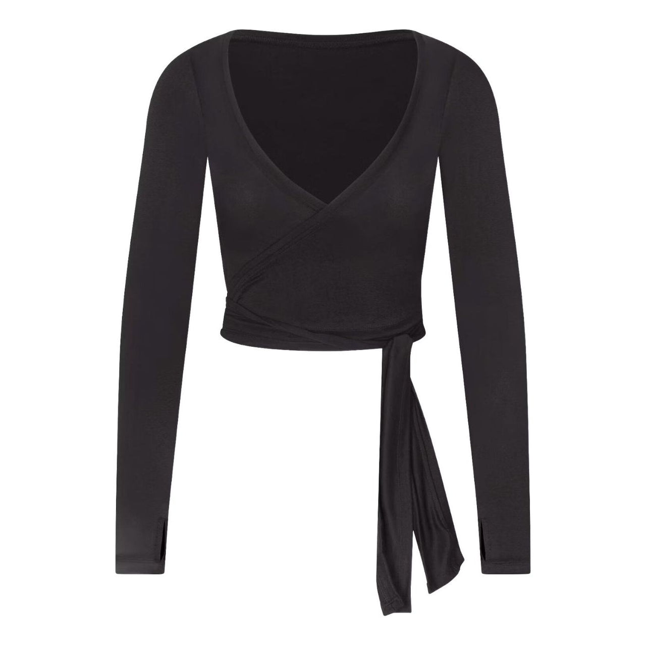 (WMNS) Nike x SKIMS Stretch Knit Wrap Long Sleeve Cropped Top 'Obsidian' LSLSL10088W-OBD