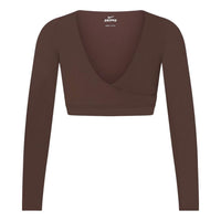 (WMNS) Nike x SKIMS Matte Wrap Long Sleeve Cropped Top 'Dark Sepia' LSLSL9692W-DSP