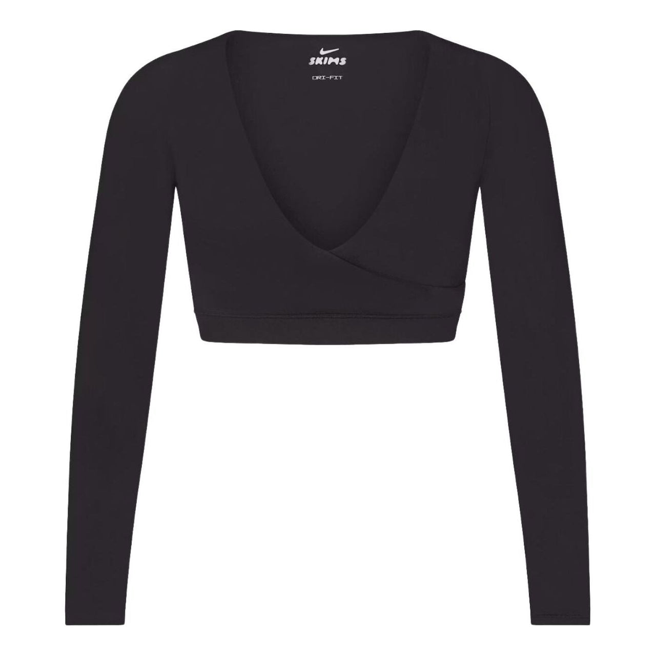 (WMNS) Nike x SKIMS Matte Wrap Long Sleeve Cropped Top 'Obsidian' LSLSL9692W-OBD