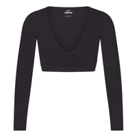 (WMNS) Nike x SKIMS Matte Wrap Long Sleeve Cropped Top 'Obsidian' LSLSL9692W-OBD