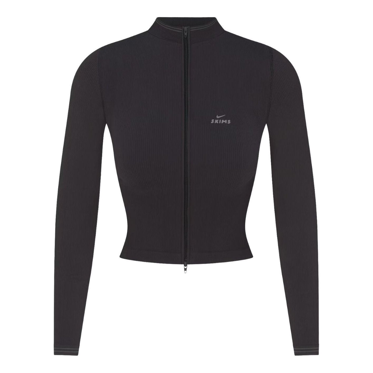(WMNS) Nike x SKIMS Ribbed Seamless Zip Up Crop Jacket 'Obsidian' TPLSL11145W-OAR