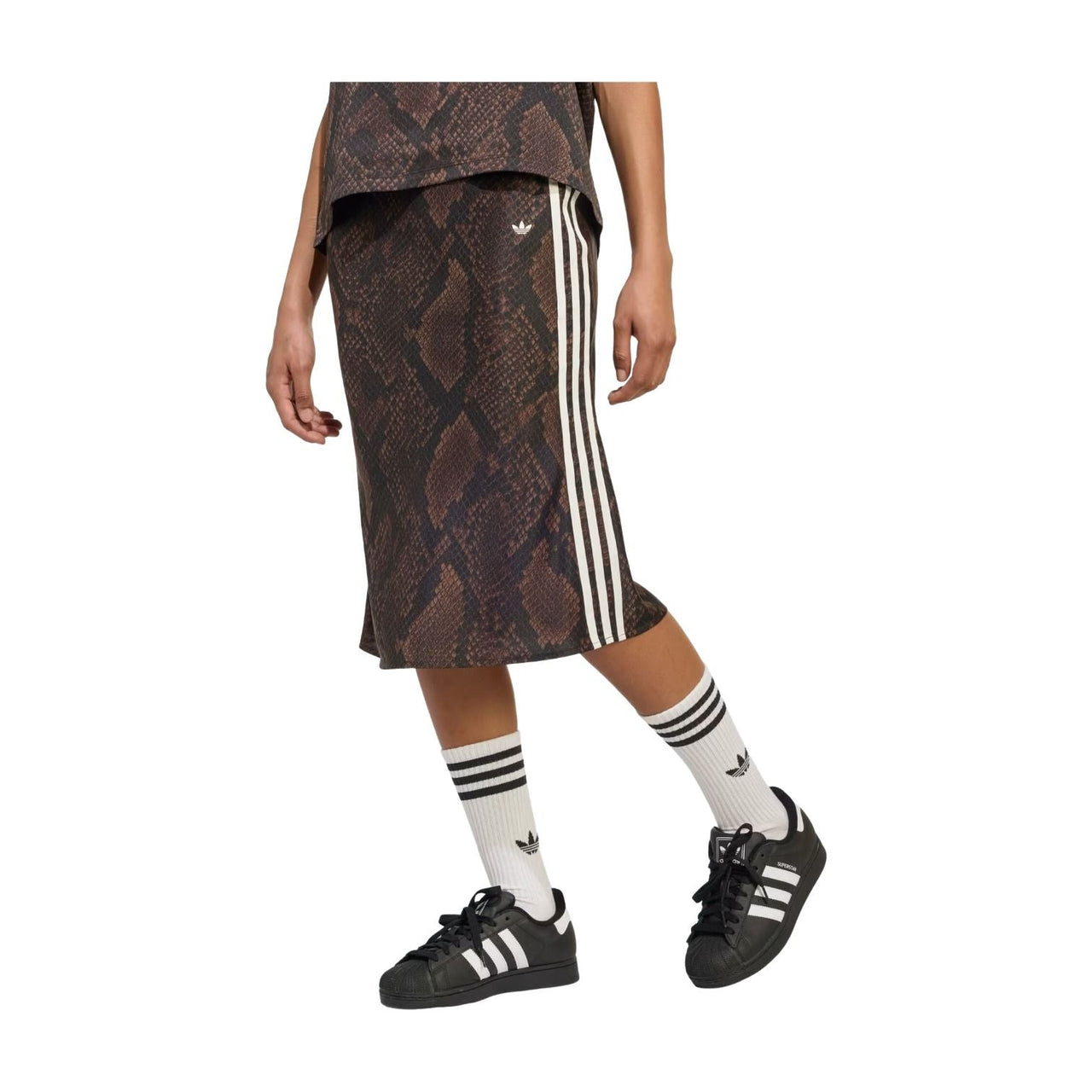 (WMNS) adidas Snake Print Satin Skirt Asia Sizing 'Earth Strata Aurora Coffee' KX1893