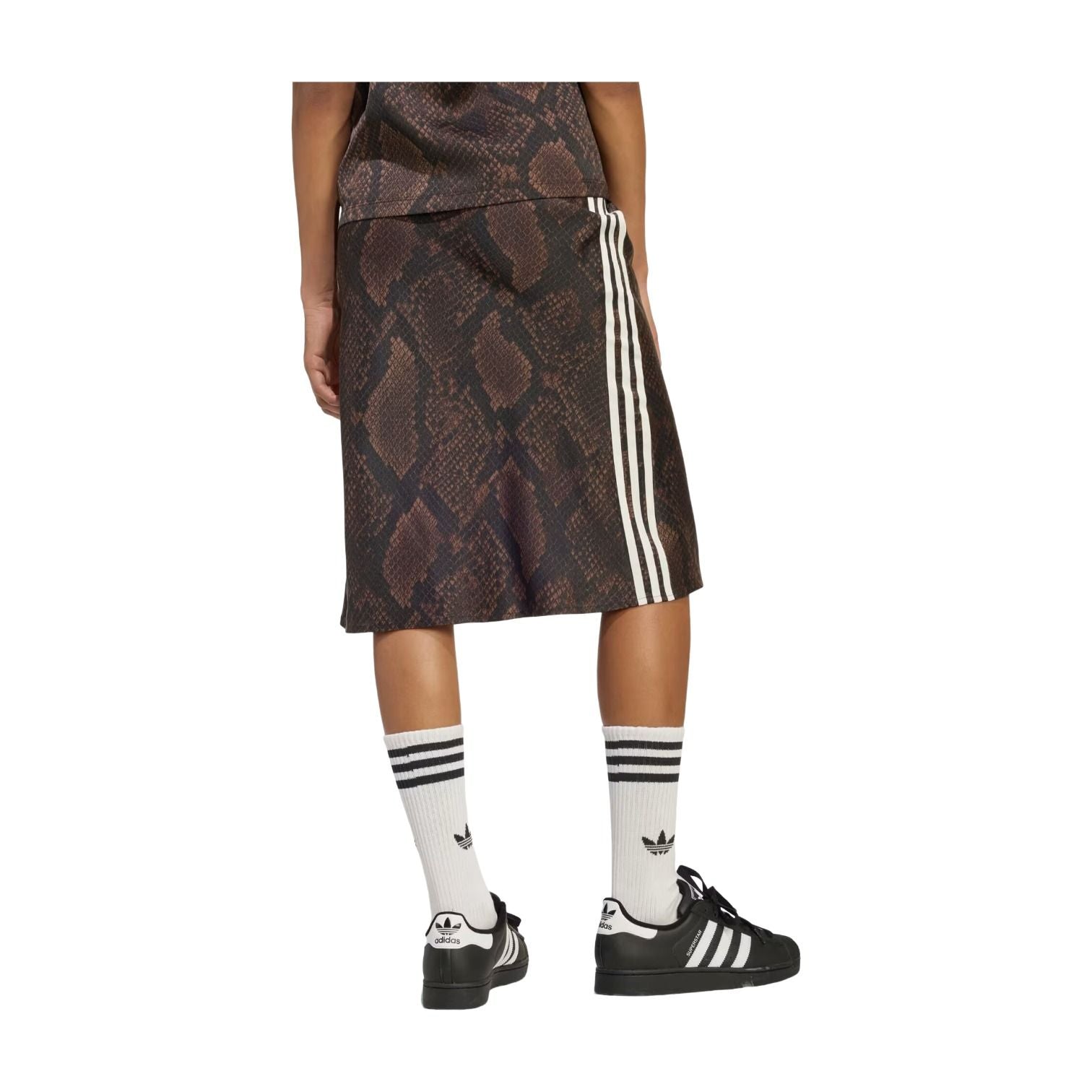 (WMNS) adidas Snake Print Satin Skirt Asia Sizing 'Earth Strata Aurora Coffee' KX1893