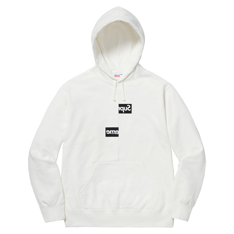 Supreme x COMME des GARCONS Split Box Logo Hooded Sweatshirt 'White Black' SP-FW18SW4-WH