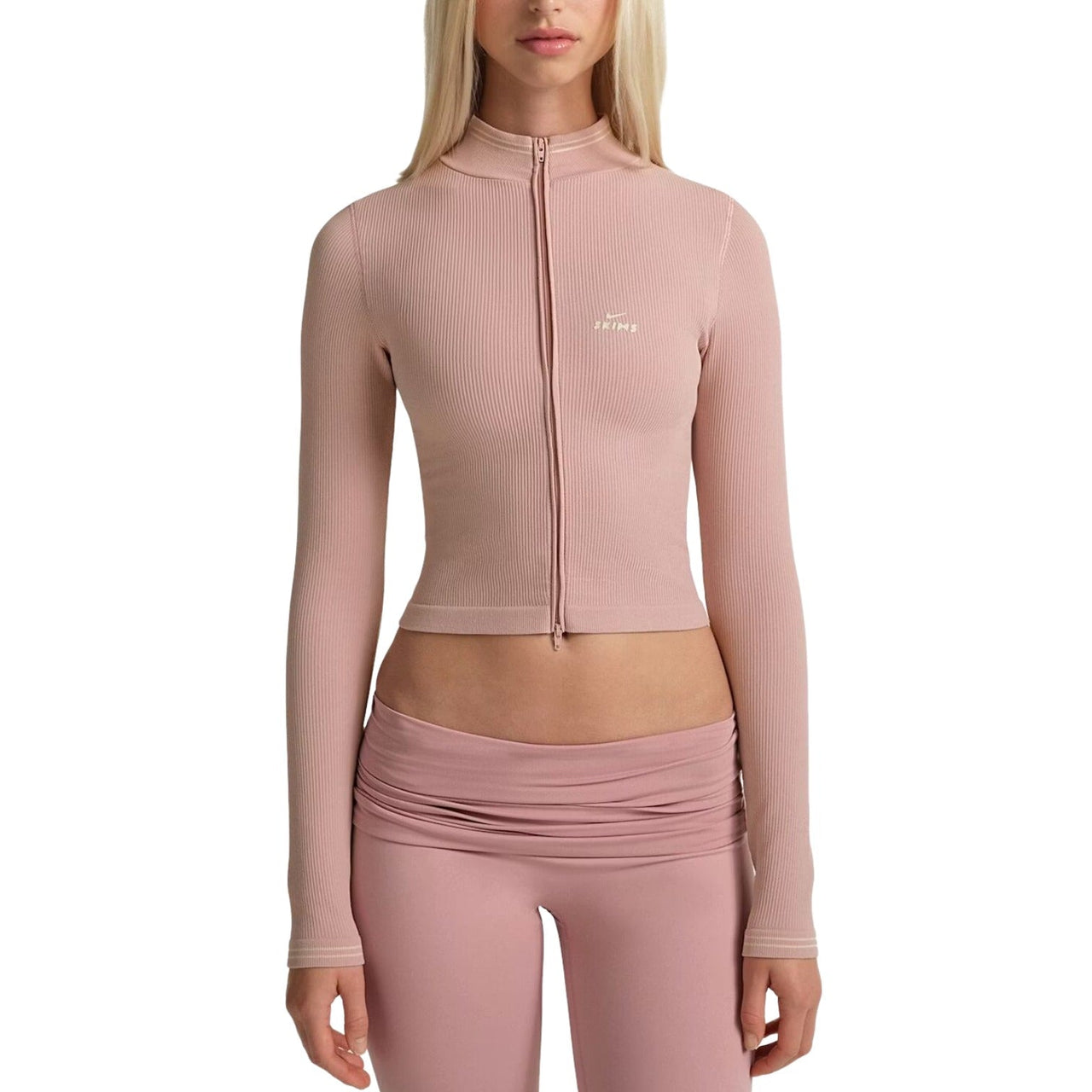 (WMNS) Nike x SKIMS Ribbed Seamless Zip Up Crop Jacket 'Himalayan' TPLSL11145W-HEC