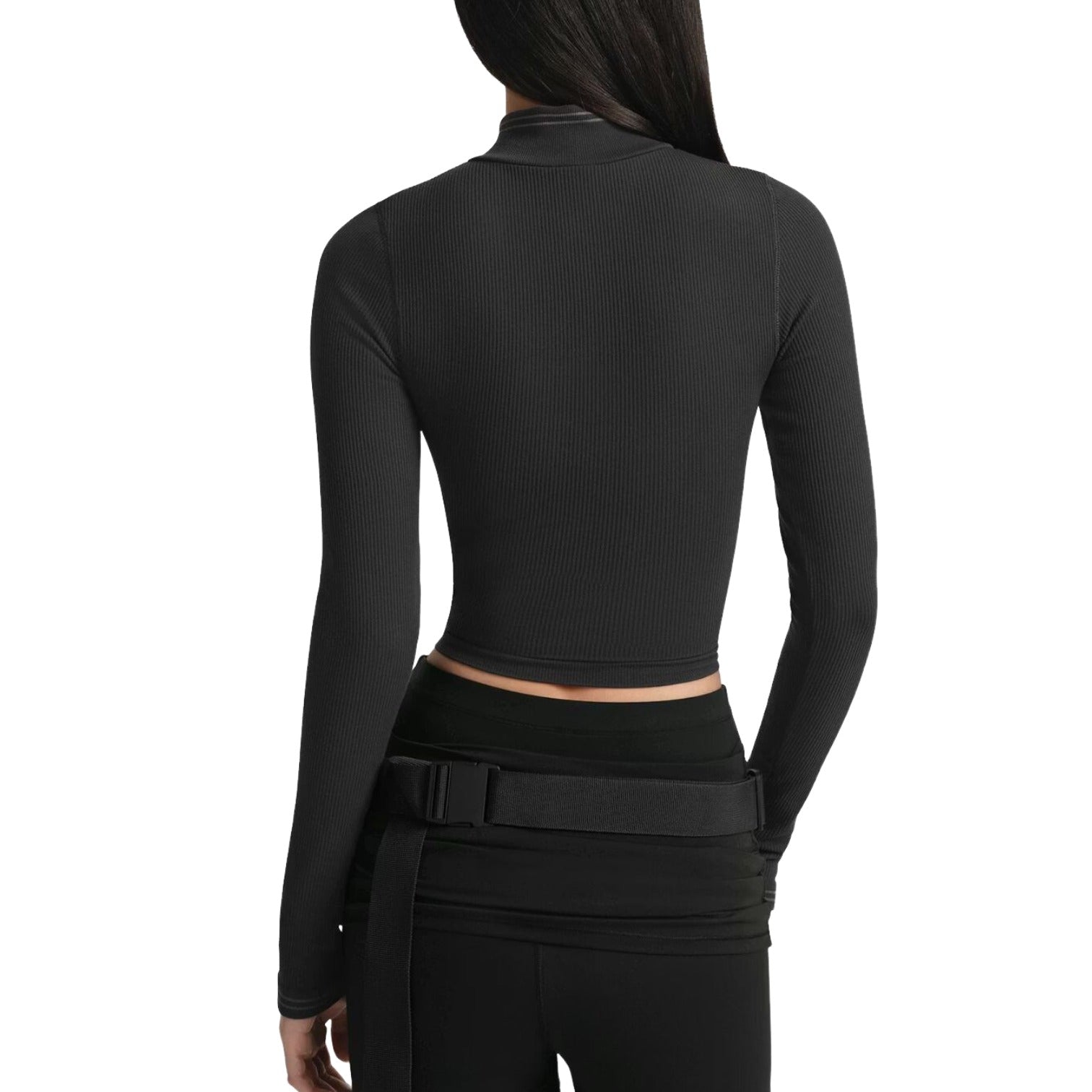 (WMNS) Nike x SKIMS Ribbed Seamless Zip Up Crop Jacket 'Obsidian' TPLSL11145W-OAR