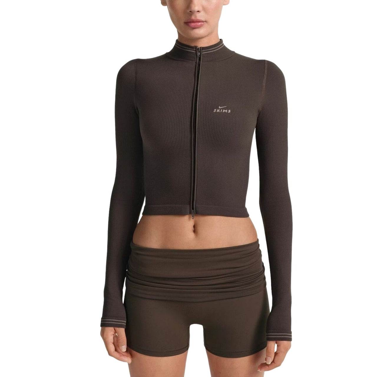 (WMNS) Nike x SKIMS Ribbed Seamless Zip Up Crop Jacket 'Phoenix' TPLSL11145W-PHR