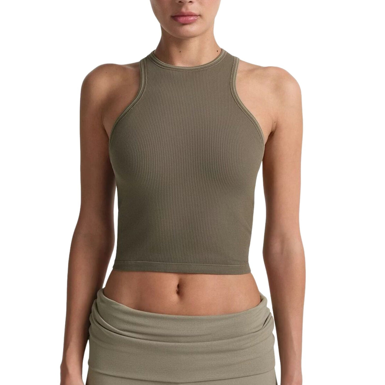 (WMNS) Nike x SKIMS Ribbed Seamless Racer Front Tank 'Dusty Oakmoss' TPTNK11000W-DOD