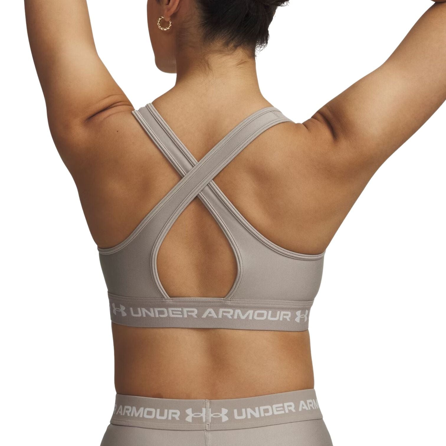 (WMNS) Under Armour Crossback Mid Sports Bra Asia Sizing 'Timberwolf Taupe Summit White' 1361034-203
