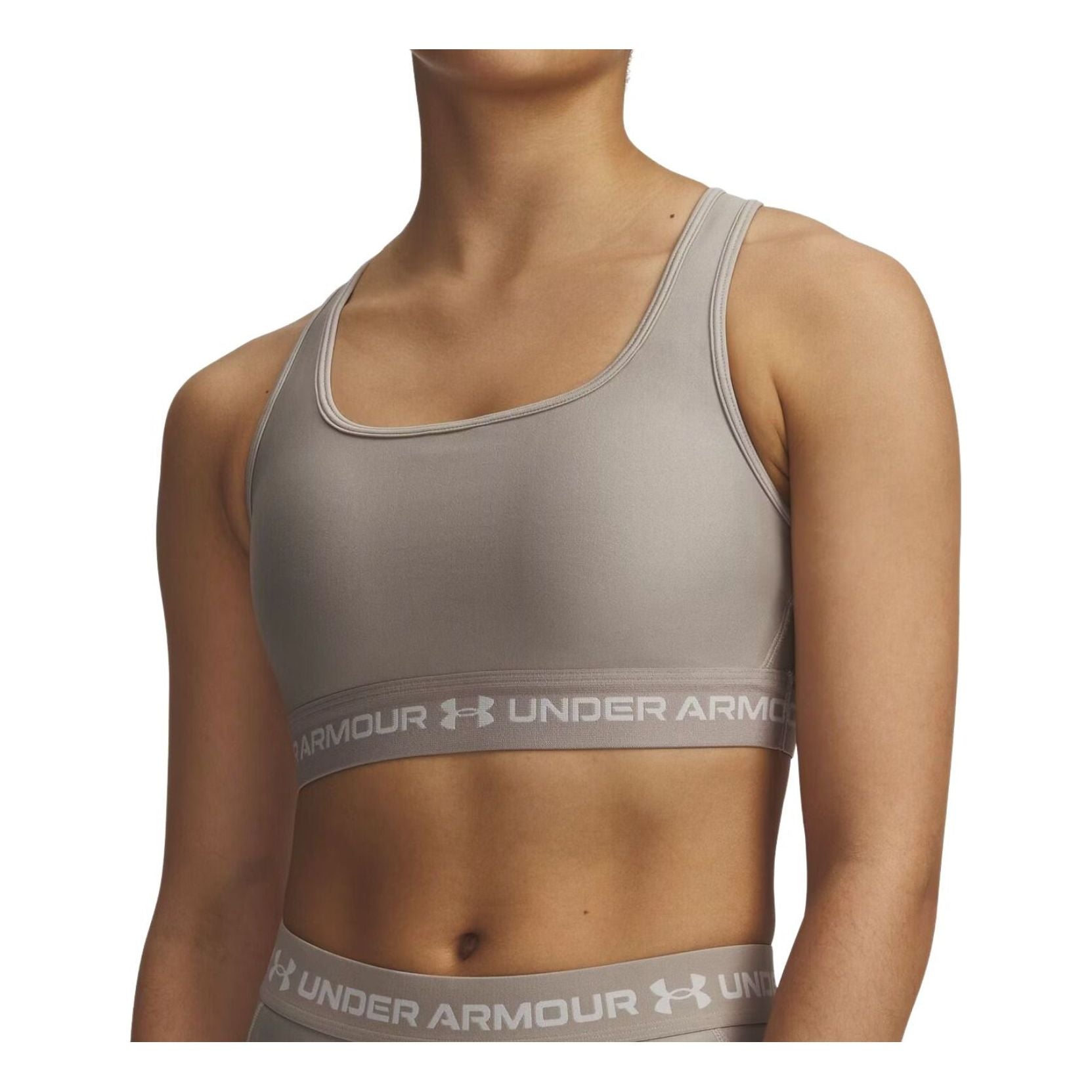 (WMNS) Under Armour Crossback Mid Sports Bra Asia Sizing 'Timberwolf Taupe Summit White' 1361034-203