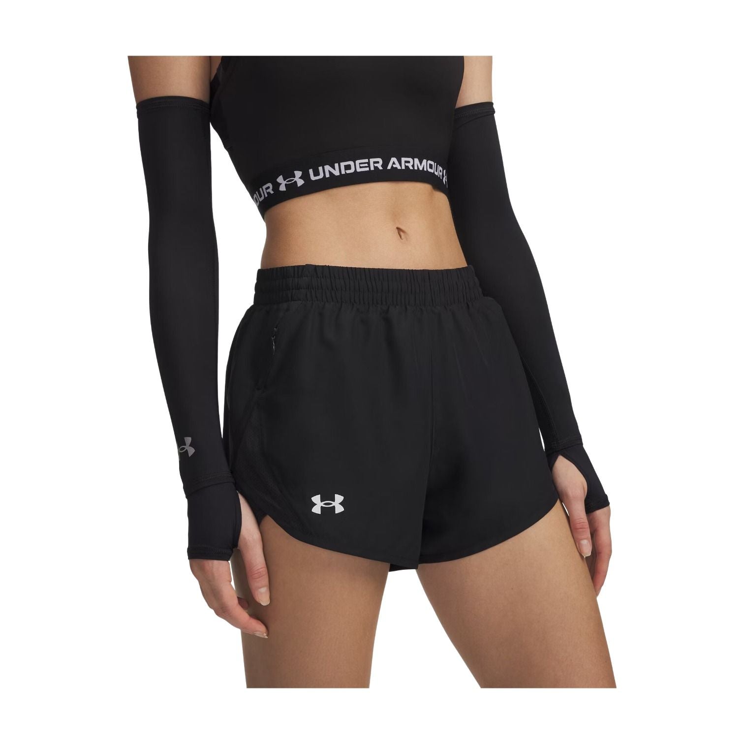 (WMNS) Under Armour Fly-By 3" Shorts Asia Sizing 'Black Reflective' 1382438-001
