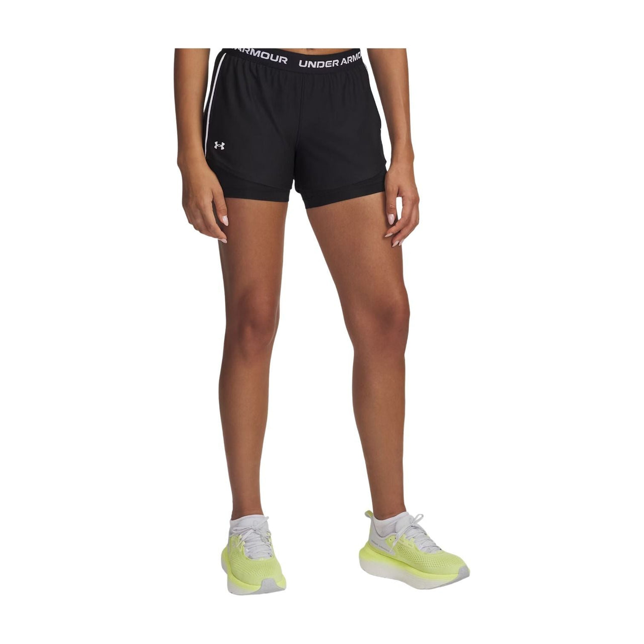 (WMNS) Under Armour Tech Play Up 2-in-1 Shorts Asia Sizing 'Black White' 1389895-001