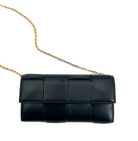 Bottega Veneta Cassette Leather Chain Wallet - Black