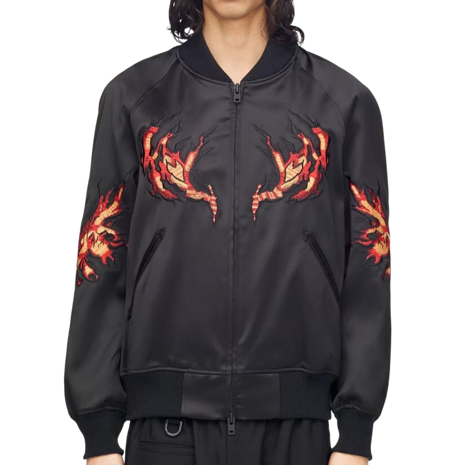 adidas x Y-3 Embroidered Graphic Satin Souvenir Jacket Asia Sizing 'Black' KR1110