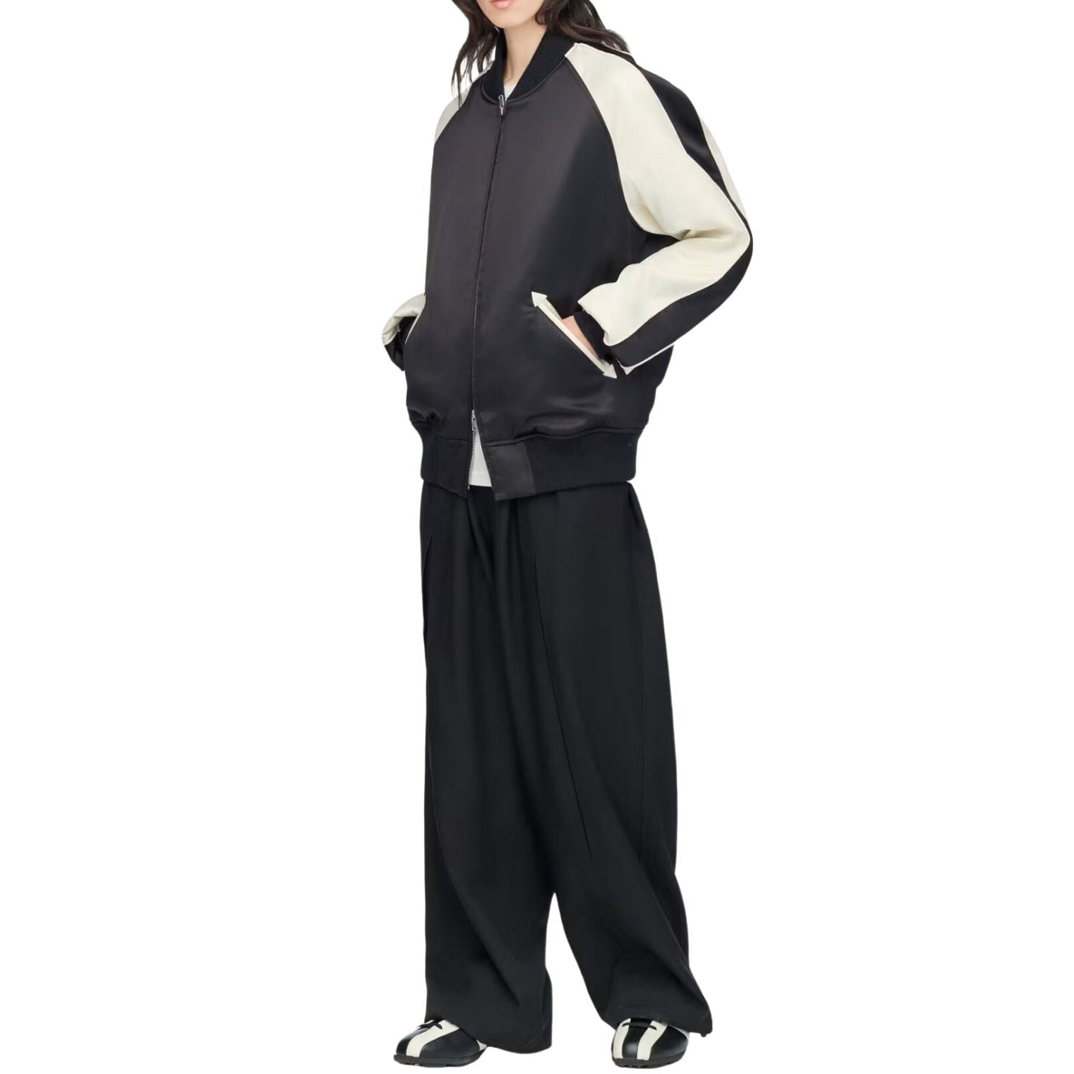 adidas x Y-3 Liquid Logo Satin Souvenir Jacket 'Black Cream White' LD4359