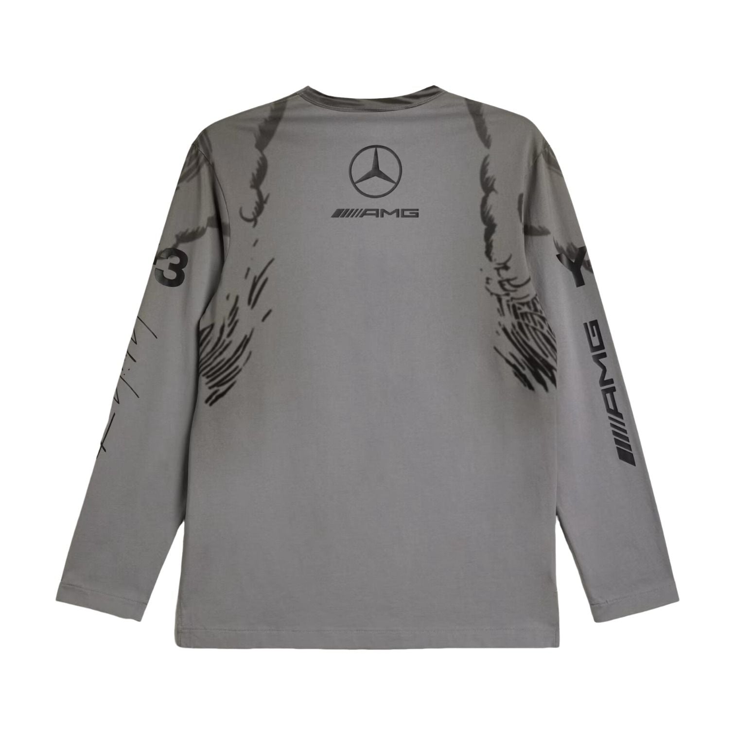 adidas Y-3 Mercedes Wolf Graphic Long Sleeve T-Shirt 'Black' KS7830