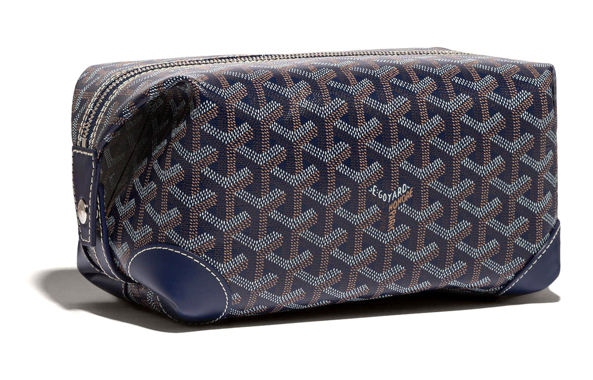 GOYARD Canvas With Heifer Skin Travel Bag Toiletry Bag Unisex Marine Blue
