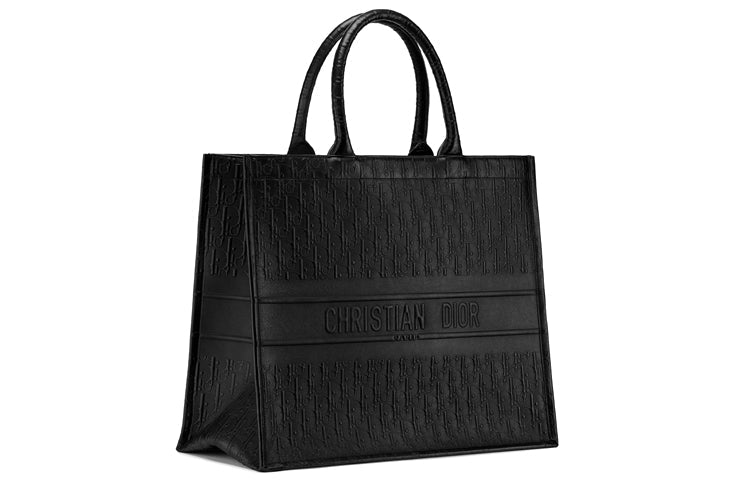 DIOR BookTote Cow Leather Tote Bag Shopping Bag Medium Size Unisex Black