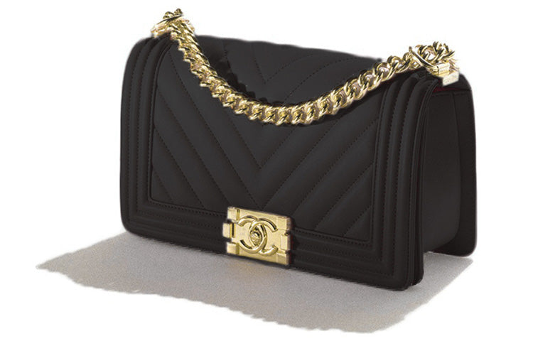 CHANEL LEBOY Smooth Calf Leather Flap Bag, One Shoulder Handbag, Crossbody Bag Medium Size Women's Black