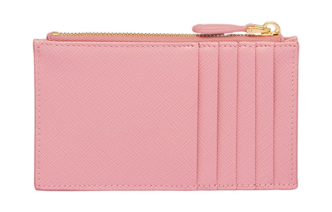 PRADA Saffiano Leather Card Holder Wallet Women's Petal Pink