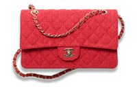 CHANEL Classic Flap CF Twill Velvet Face Mask Bag Shoulder Bag Crossbody Bag Women's Red