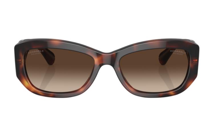 CHANEL Irregular Shape Sunglasses Women's Brown