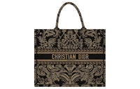DIOR BookTote Embroidery Tote Bag Shopping Bag Handbag Large Size Women's Black/White