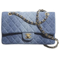 CHANEL Classic Flap CF Washed Denim Denim Shoulder Bag Crossbody Bag Mini Women's Blue Denim Gradient