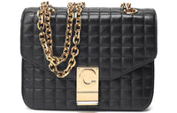 CELINE Cow Leather Chain Bag, Shoulder Bag Women's Black