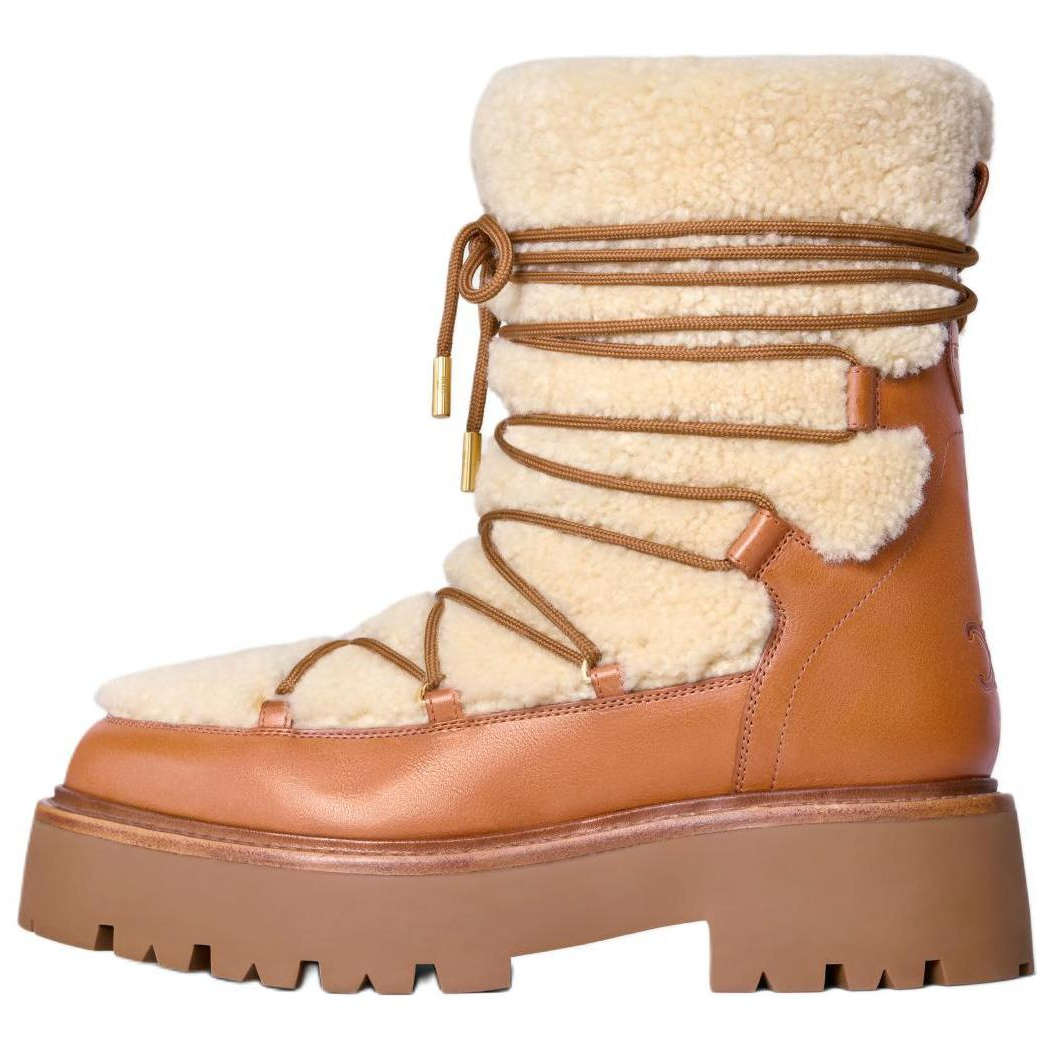 CELINE Bulky Ankle Boots Women's Tan