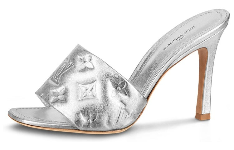 LOUIS VUITTON Revival Abrasion-Resistant Slide Slippers Women's Silver