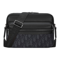 DIOR Oblique Jacquard Canvas With Grainy Calfskin Messenger Bag, Shoulder Bag, Crossbody Bag Men's Black