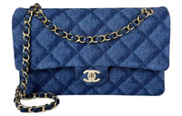 CHANEL Classic Flap CF Denim Mouth Cover Bag Crossbody Bag Shoulder Bag Women's Dark Blue