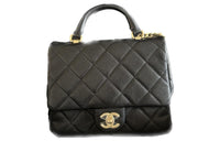 CHANEL 23P SS Calfskin Handbag Shoulder Bag Crossbody Bag Women's Black