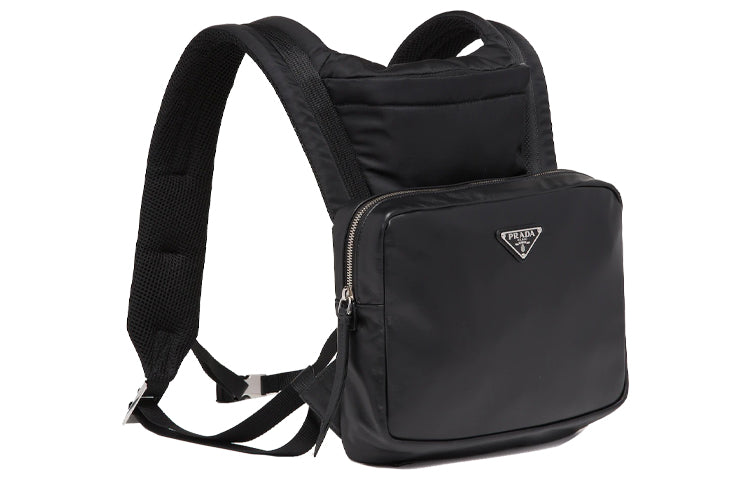 PRADA Leather With Nylon Backpack Men's Black