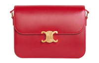 CELINE Triomphe Shiny Cow Leather Shoulder Bag, Handbag, Shoulder Bag, Crossbody Bag Tubas Women's Candy Color, Red