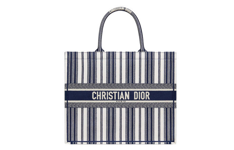 DIOR BookTote Canvas Tote Bag Shopping Bag Shoulder Bag Handbag Large Size Women's Blue