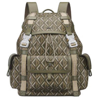 DIOR Hit The Road Cotton Patchwork With Cow Leather Backpack Medium Size Men's Green