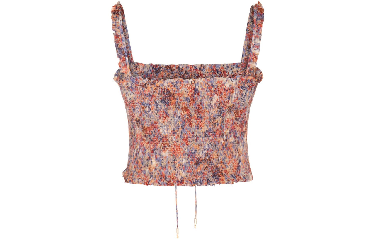 CELINE All Over Patterned Ruffle Detailed Top